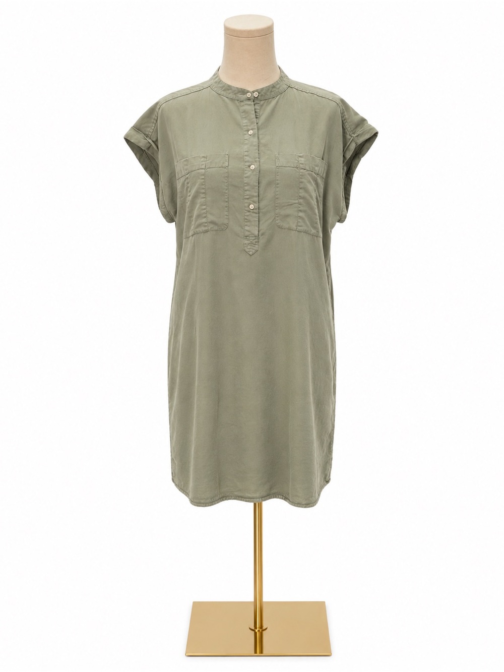 Vineyard Vines Tencel Utility Shirt Dress Sage Green Size 6